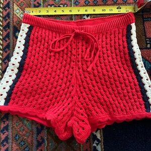 GAP High Waist Red Crochet Women Shorts